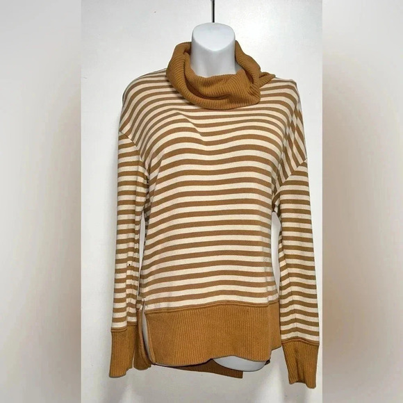 GAP Sweaters - GAP Soft Spun Knit Cowl Neck Top Tall.Long Sleeves.Side Vents.Brown&White.